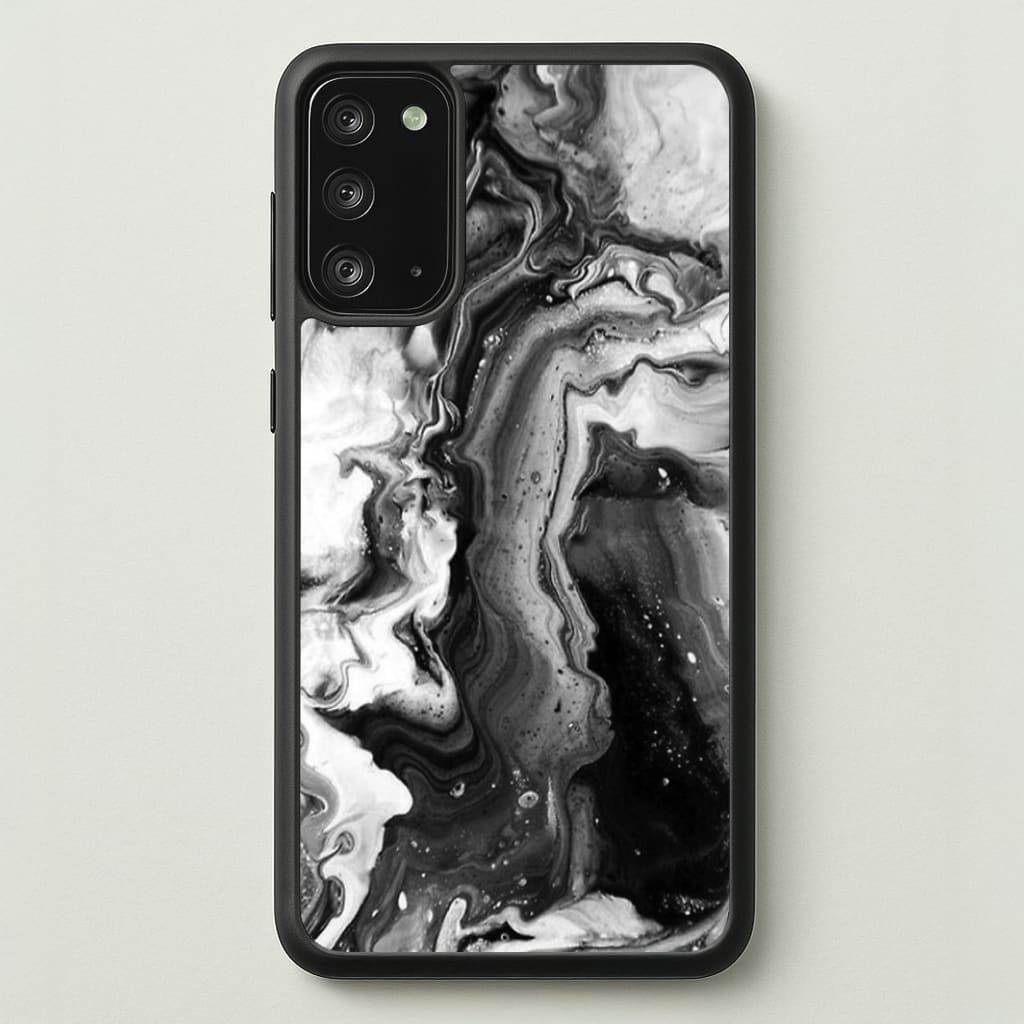 Black and White Leaking Marble - marble Phone Case for Galaxy Note 20