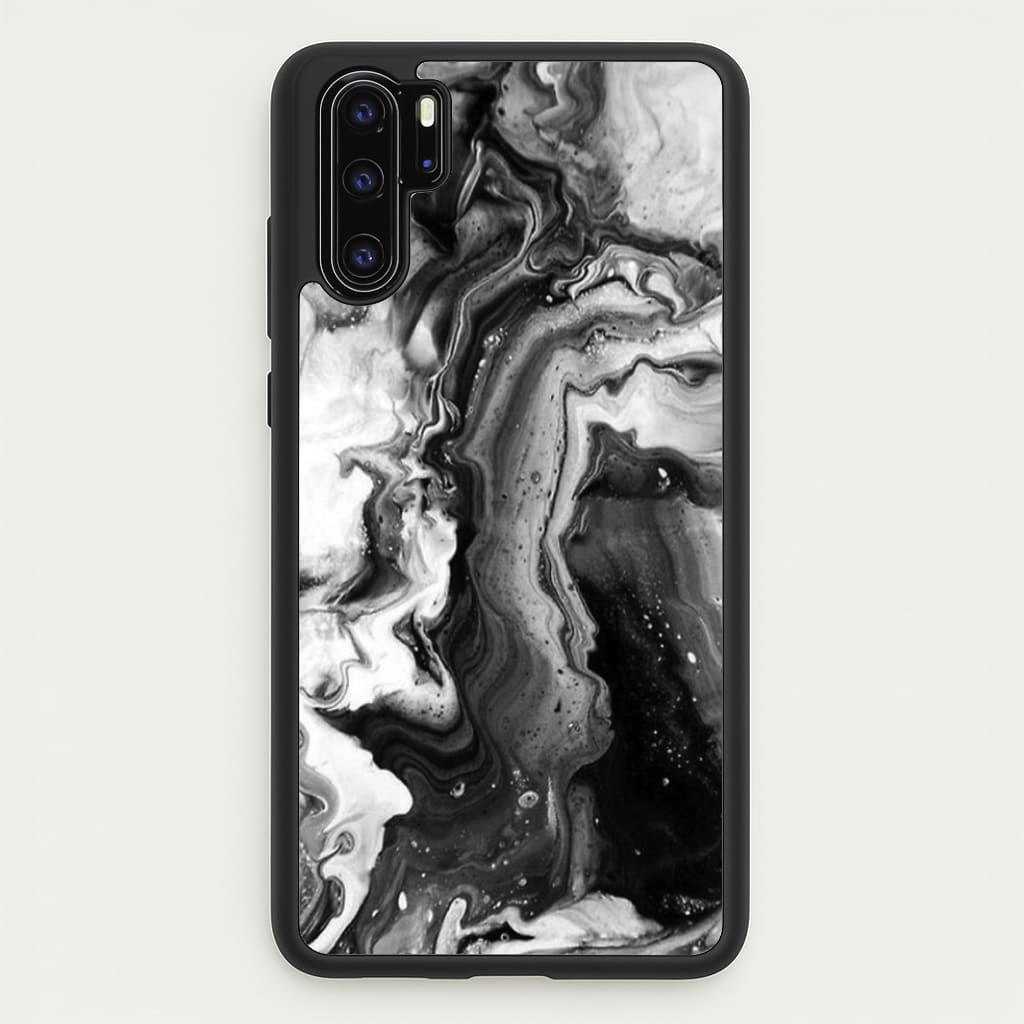 Black and White Leaking Marble - marble Phone Case for Huawei P30 Pro