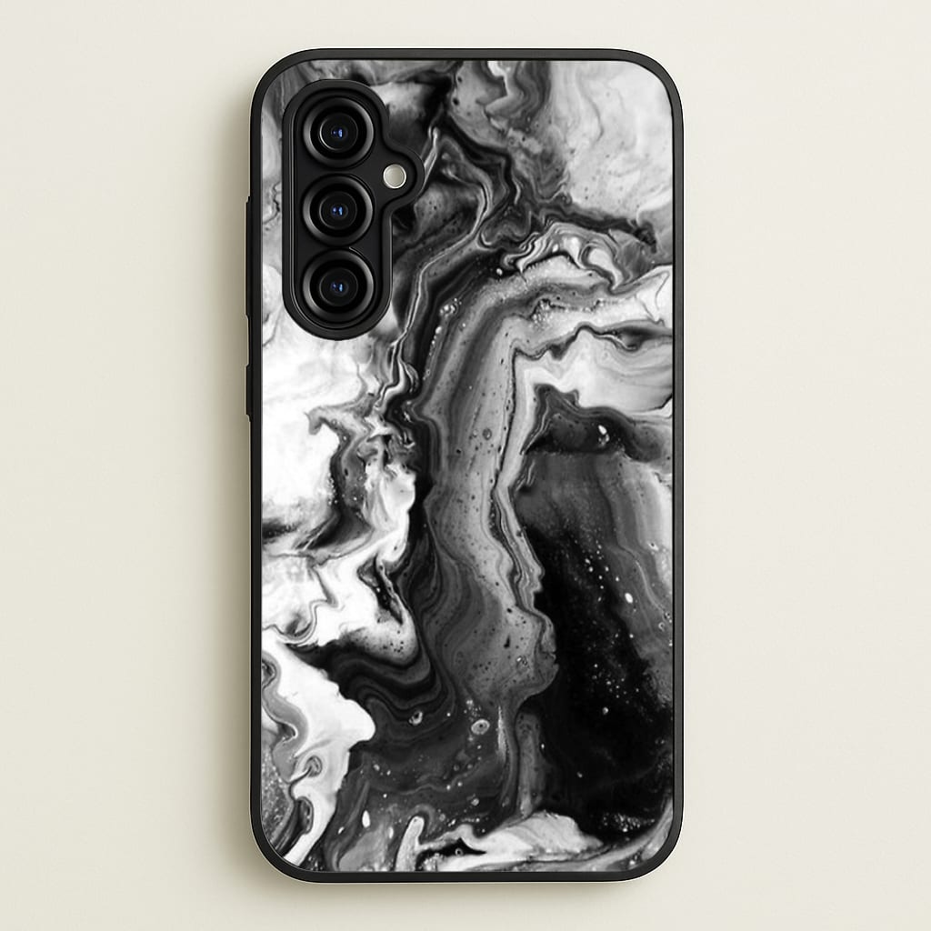 Black and White Leaking Marble - marble Phone Case for Galaxy A54