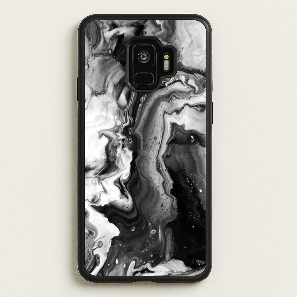 Black and White Leaking Marble - marble Phone Case for Galaxy S9