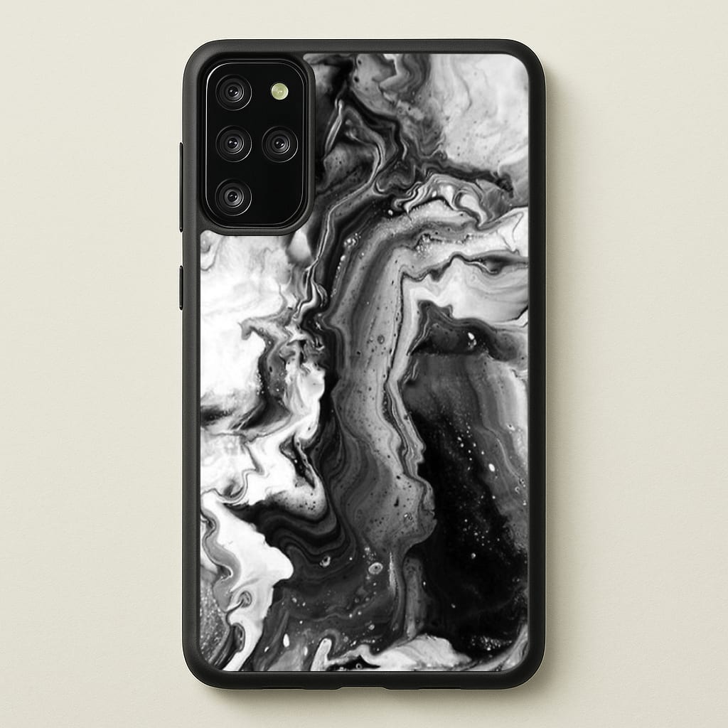 Black and White Leaking Marble - marble Phone Case for Galaxy S20 Plus