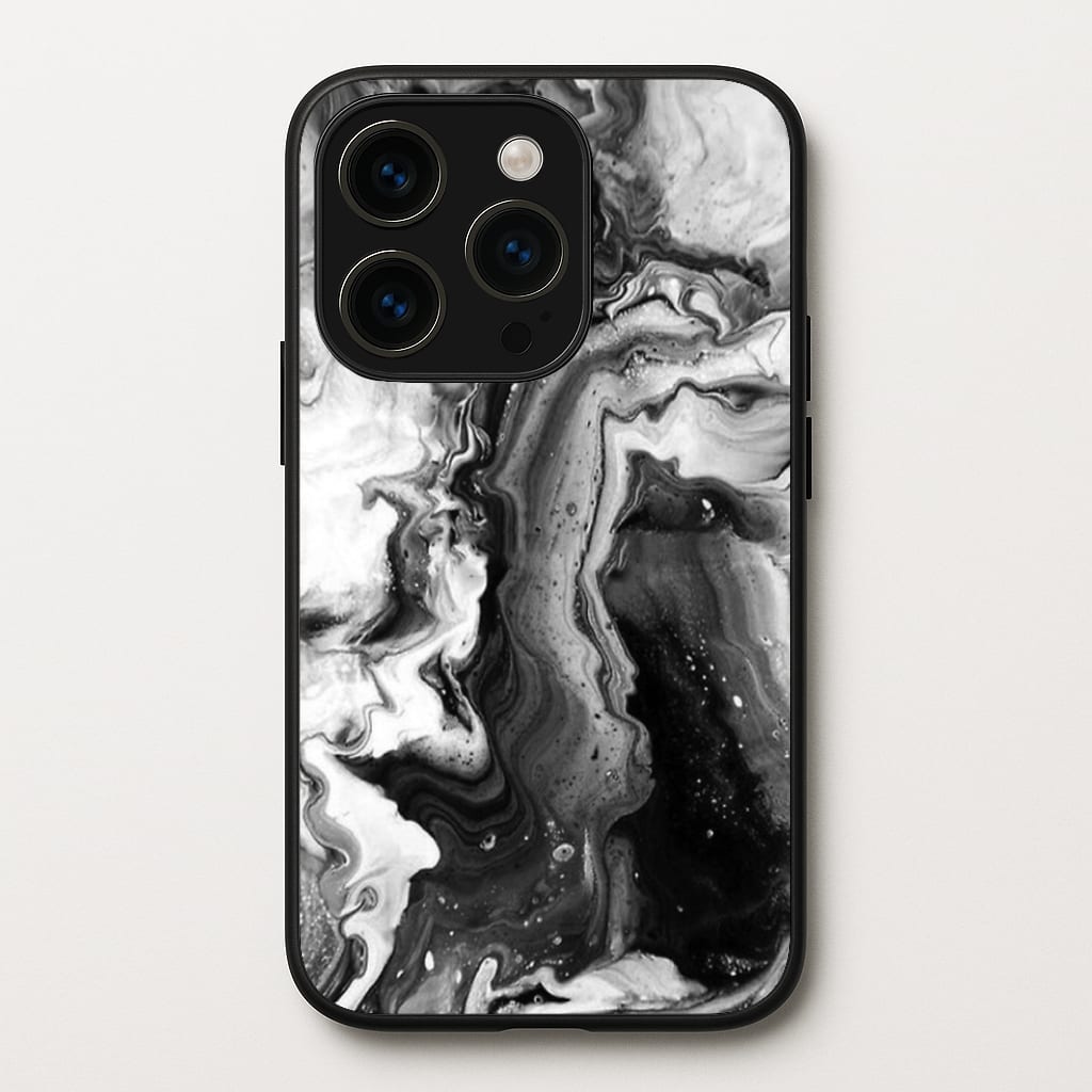 Black and White Leaking Marble - marble Phone Case for iPhone 15 Pro Max