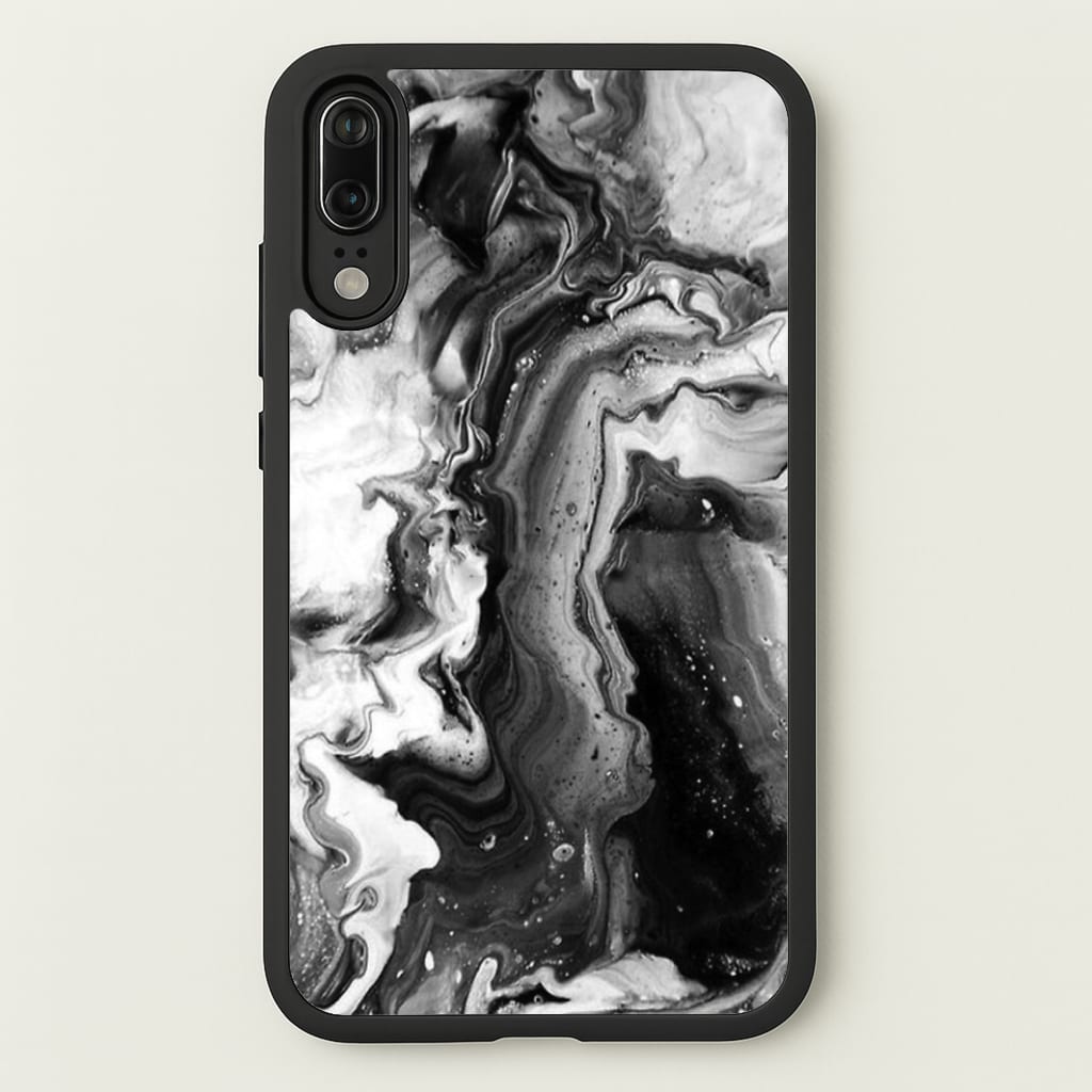 Black and White Leaking Marble - marble Phone Case for Huawei P20