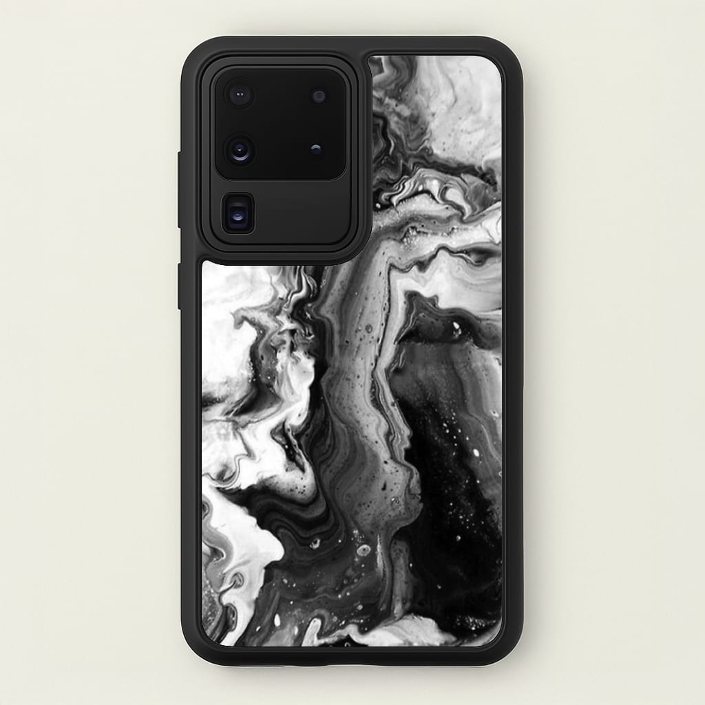 Black and White Leaking Marble - marble Phone Case for Galaxy S20 Ultra