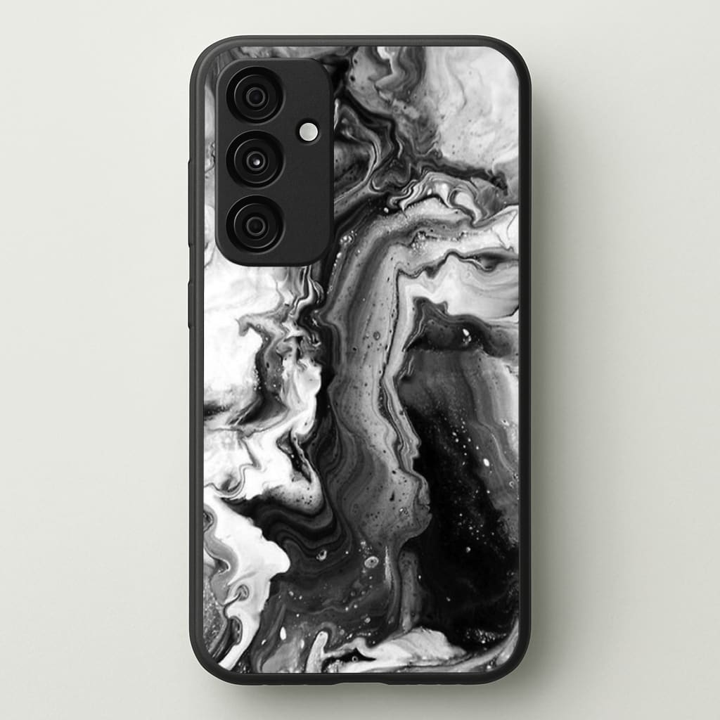Black and White Leaking Marble - marble Phone Case for Galaxy A35