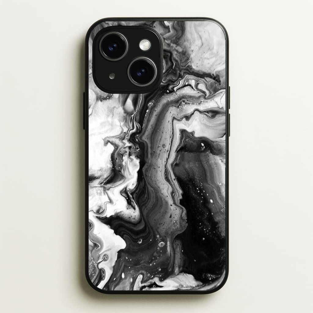 Black and White Leaking Marble - marble Phone Case for iPhone 15