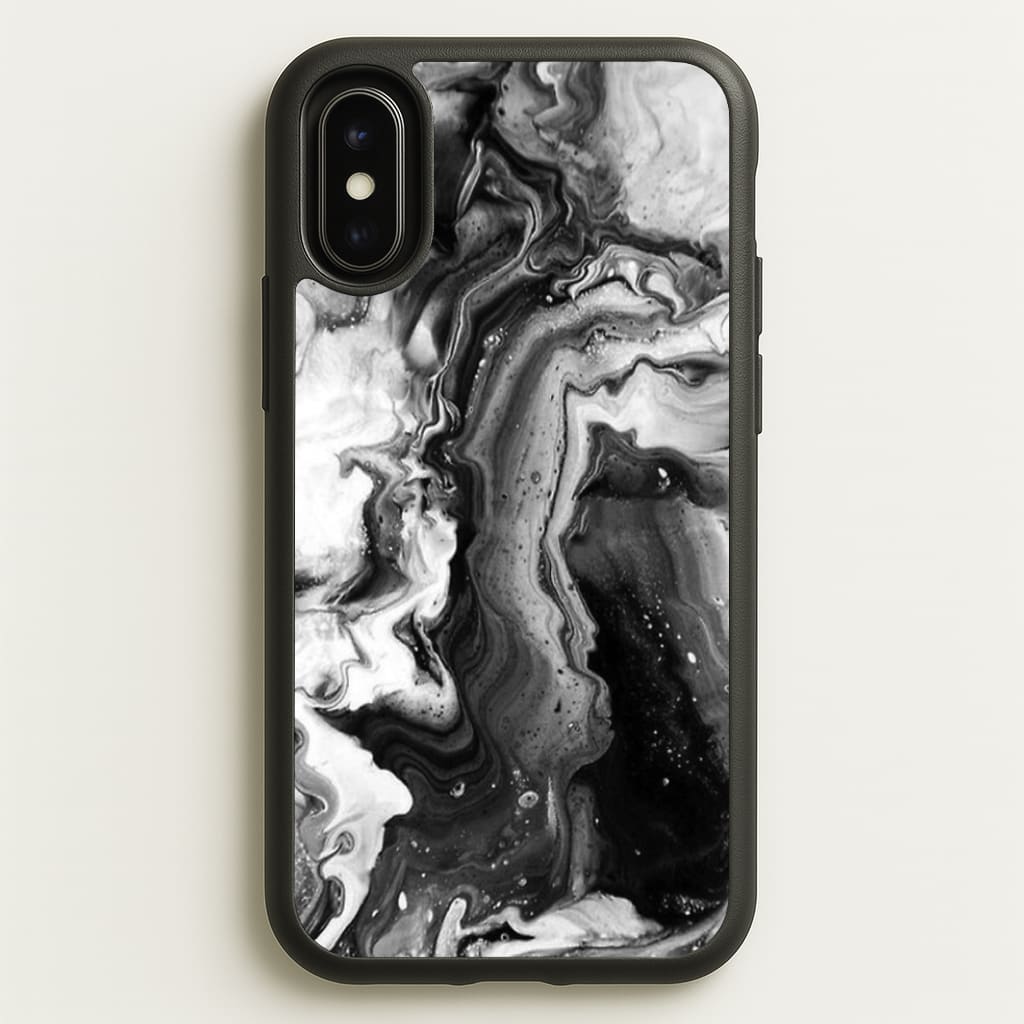 Black and White Leaking Marble - marble Phone Case for iPhone X / XS
