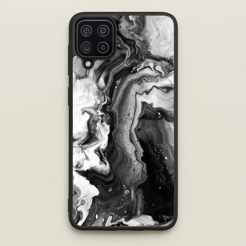 Black and White Leaking Marble - marble Phone Case for Galaxy A12