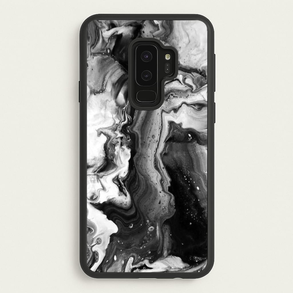 Black and White Leaking Marble - marble Phone Case for Galaxy S9 Plus