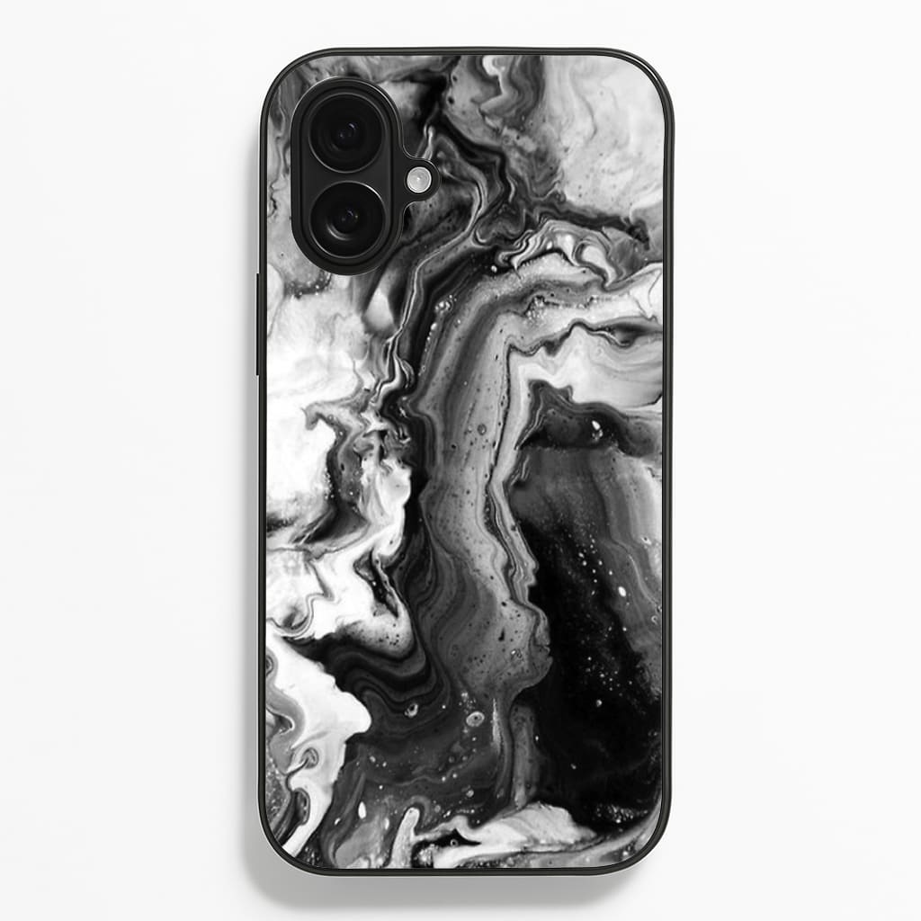 Black and White Leaking Marble - marble Phone Case for iPhone 16 Plus