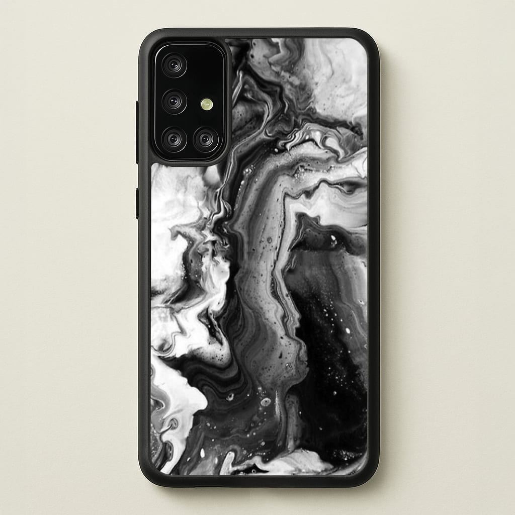 Black and White Leaking Marble - marble Phone Case for Galaxy A71