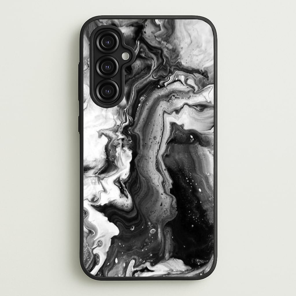 Black and White Leaking Marble - marble Phone Case for Galaxy A14