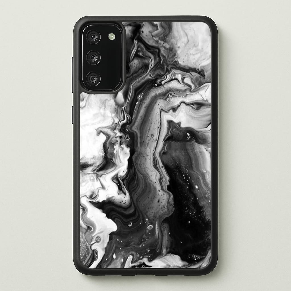 Black and White Leaking Marble - marble Phone Case for Galaxy S20