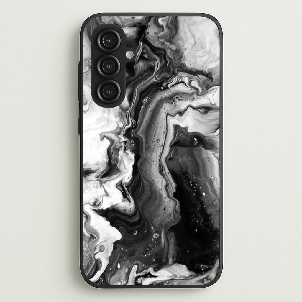 Black and White Leaking Marble - marble Phone Case for Galaxy S23FE