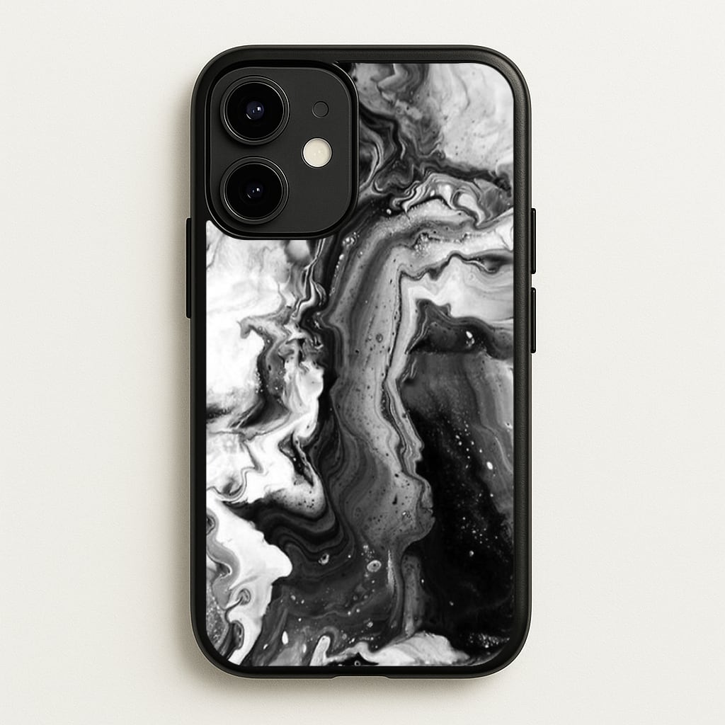 Black and White Leaking Marble - marble Phone Case for iPhone 12 Mini