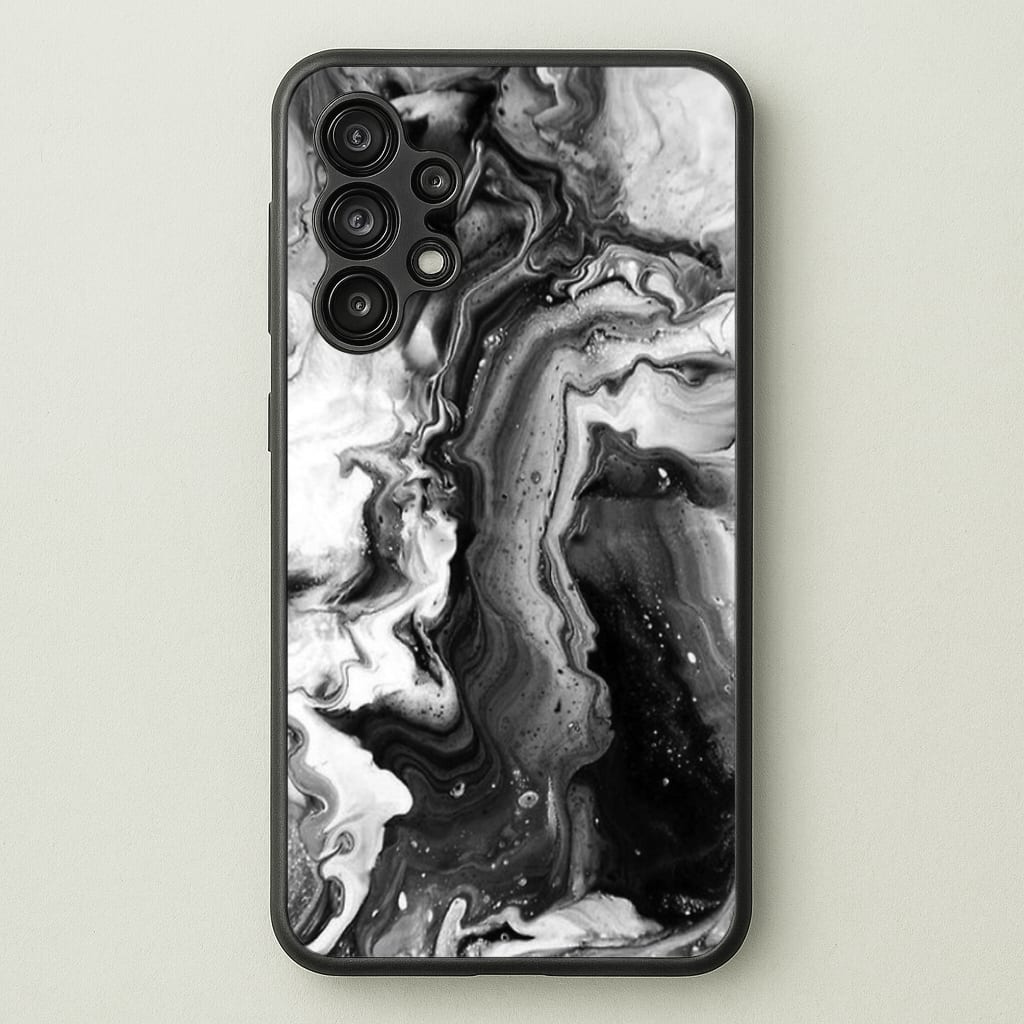 Black and White Leaking Marble - marble Phone Case for Galaxy A13
