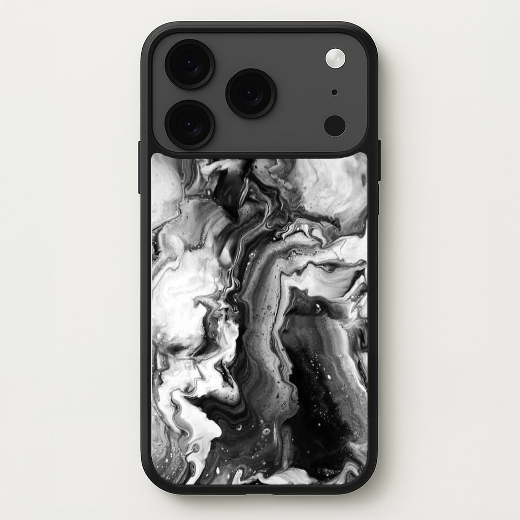 Black and White Leaking Marble Phone Case for iPhone 17 Pro Max