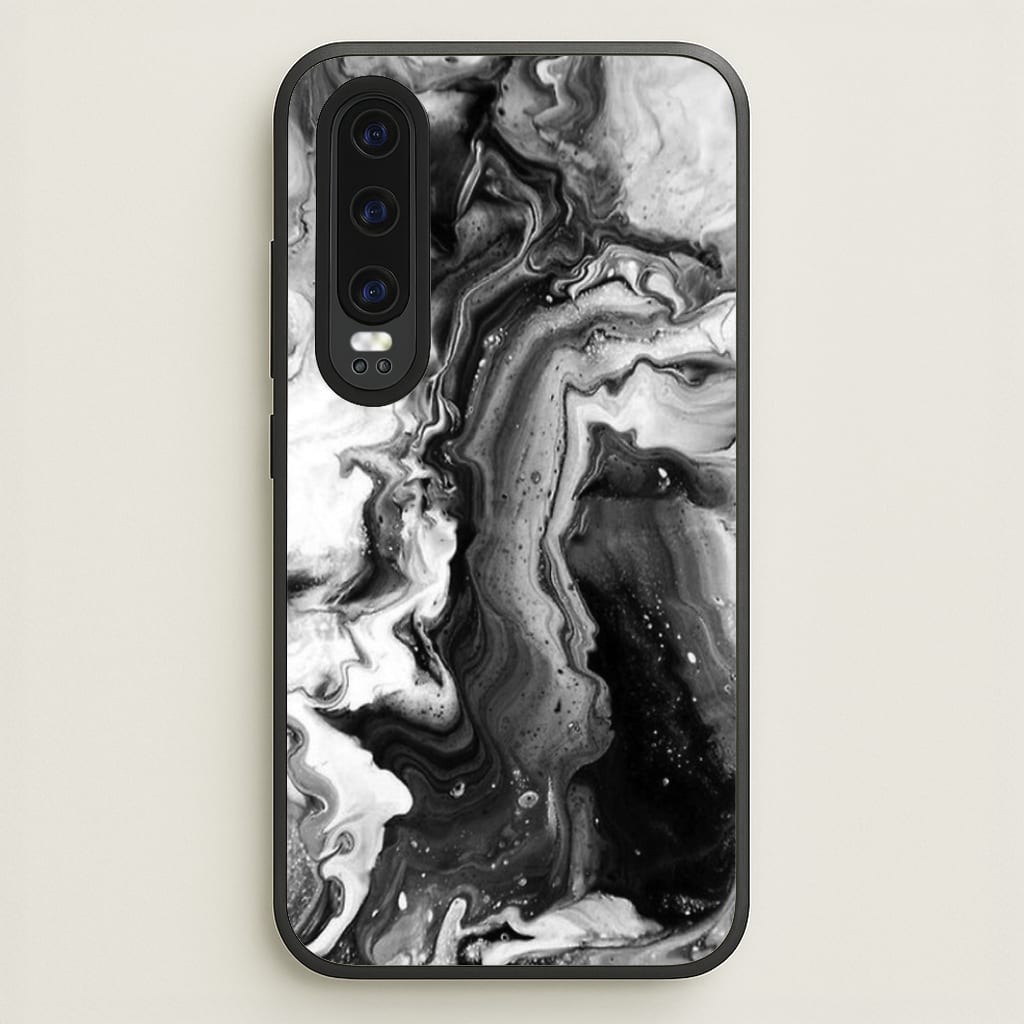 Black and White Leaking Marble - marble Phone Case for Huawei P30