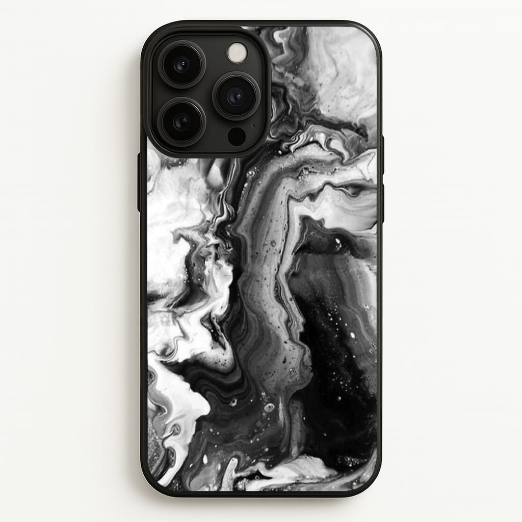Black and White Leaking Marble - marble Phone Case for iPhone 13 Pro Max