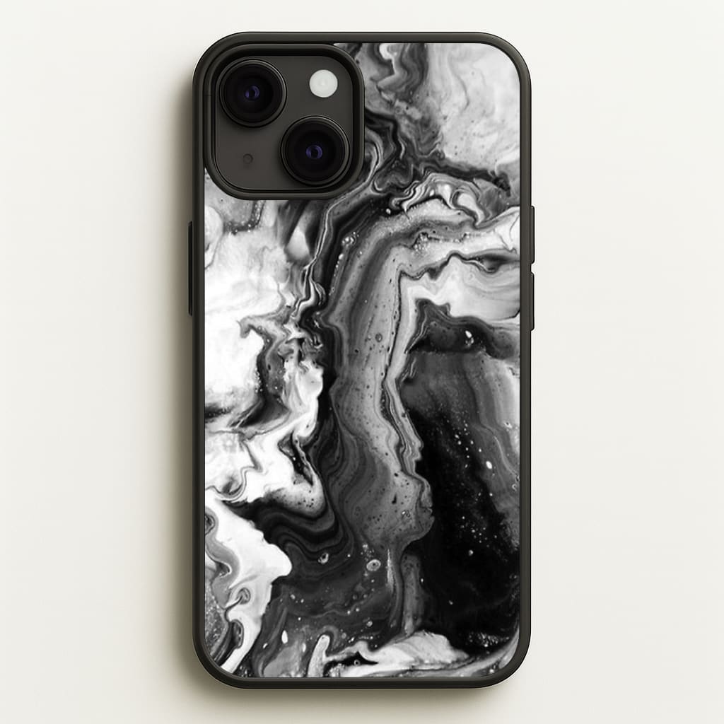 Black and White Leaking Marble - marble Phone Case for iPhone 13 Mini