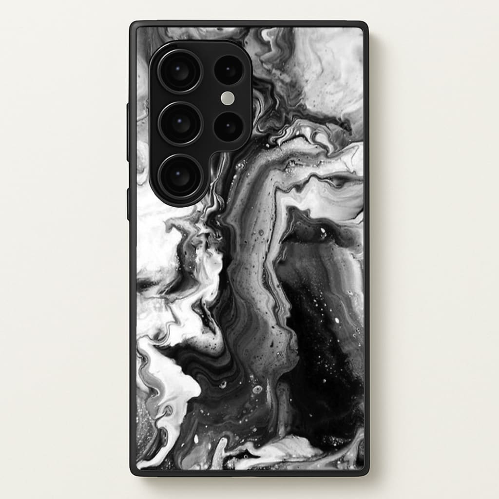 Black and White Leaking Marble - marble Phone Case for Galaxy S24 Ultra