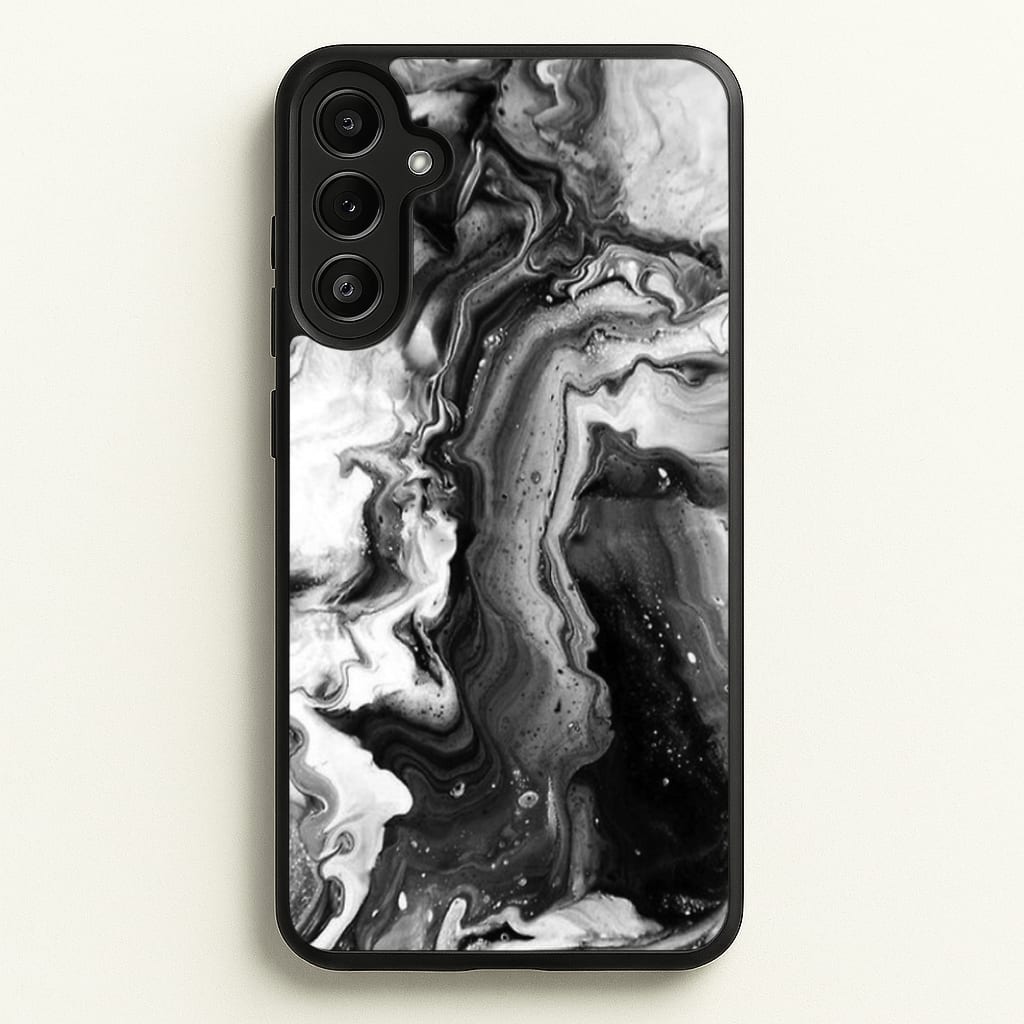 Black and White Leaking Marble - marble Phone Case for Galaxy A36