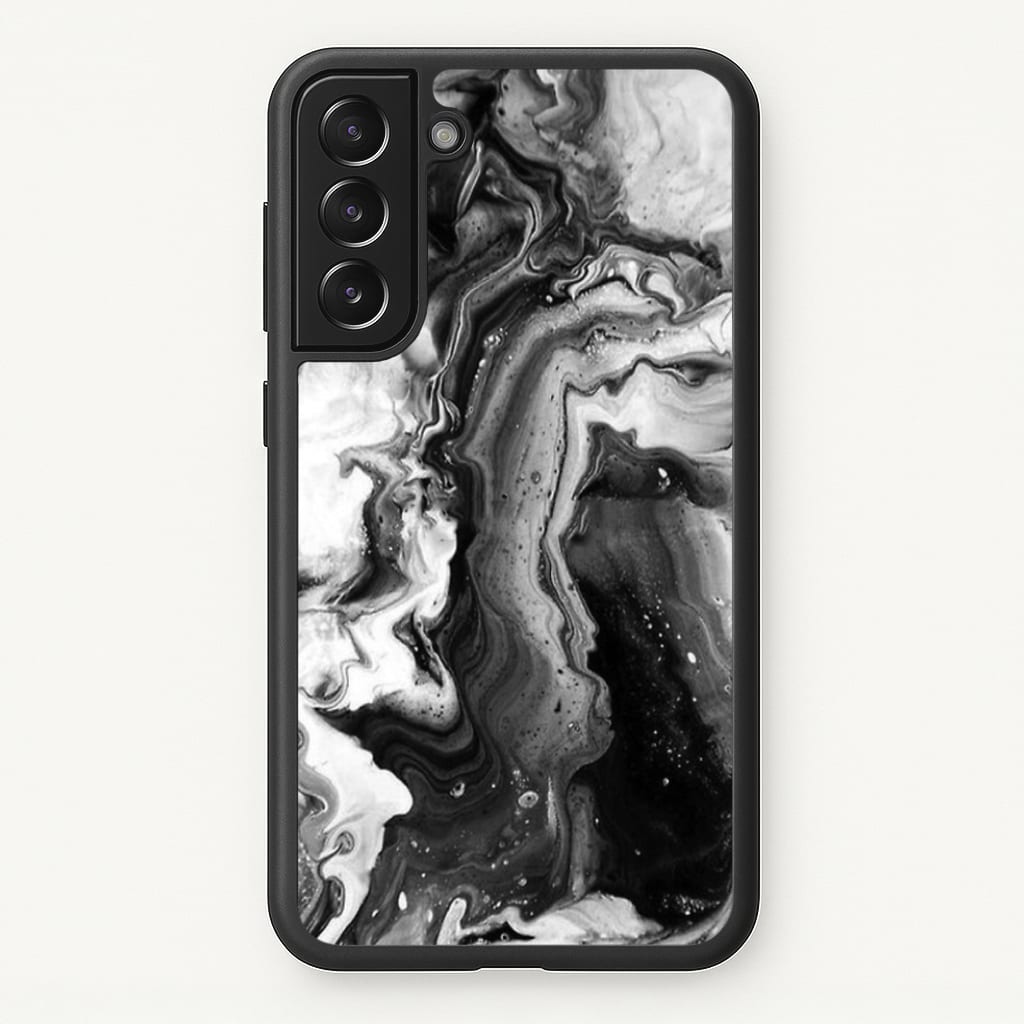 Black and White Leaking Marble - marble Phone Case for Galaxy S21