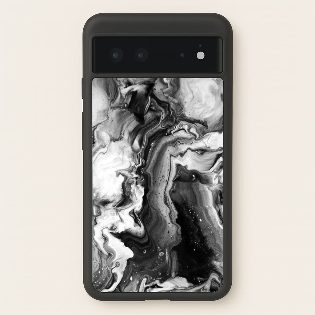 Black and White Leaking Marble - marble Phone Case for Google Pixel 6