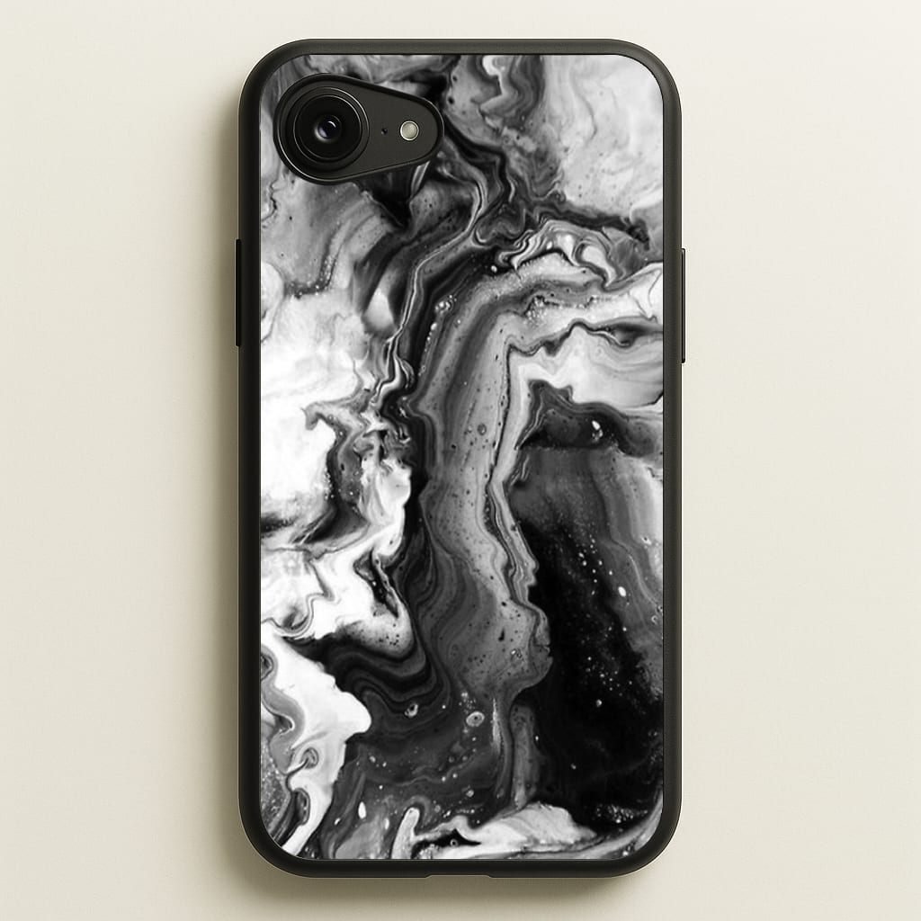 Black and White Leaking Marble - marble Phone Case for iPhone 16e