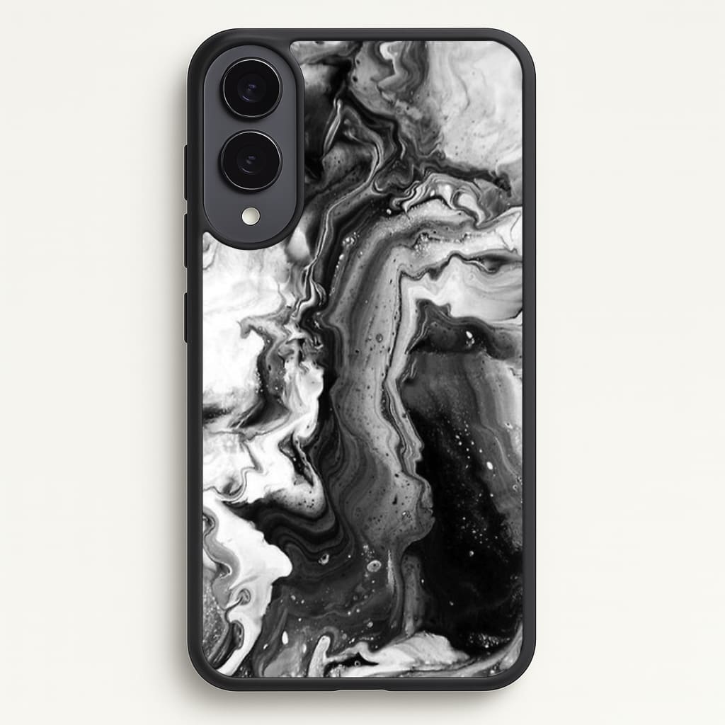 Black and White Leaking Marble - marble Phone Case for Galaxy S25 Edge