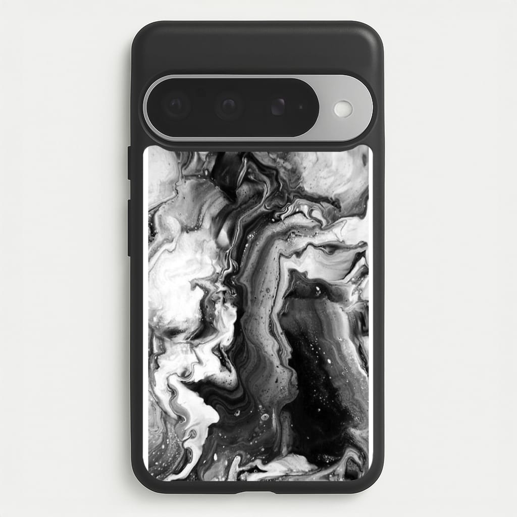 Black and White Leaking Marble Phone Case for Google Pixel 10 Pro XL