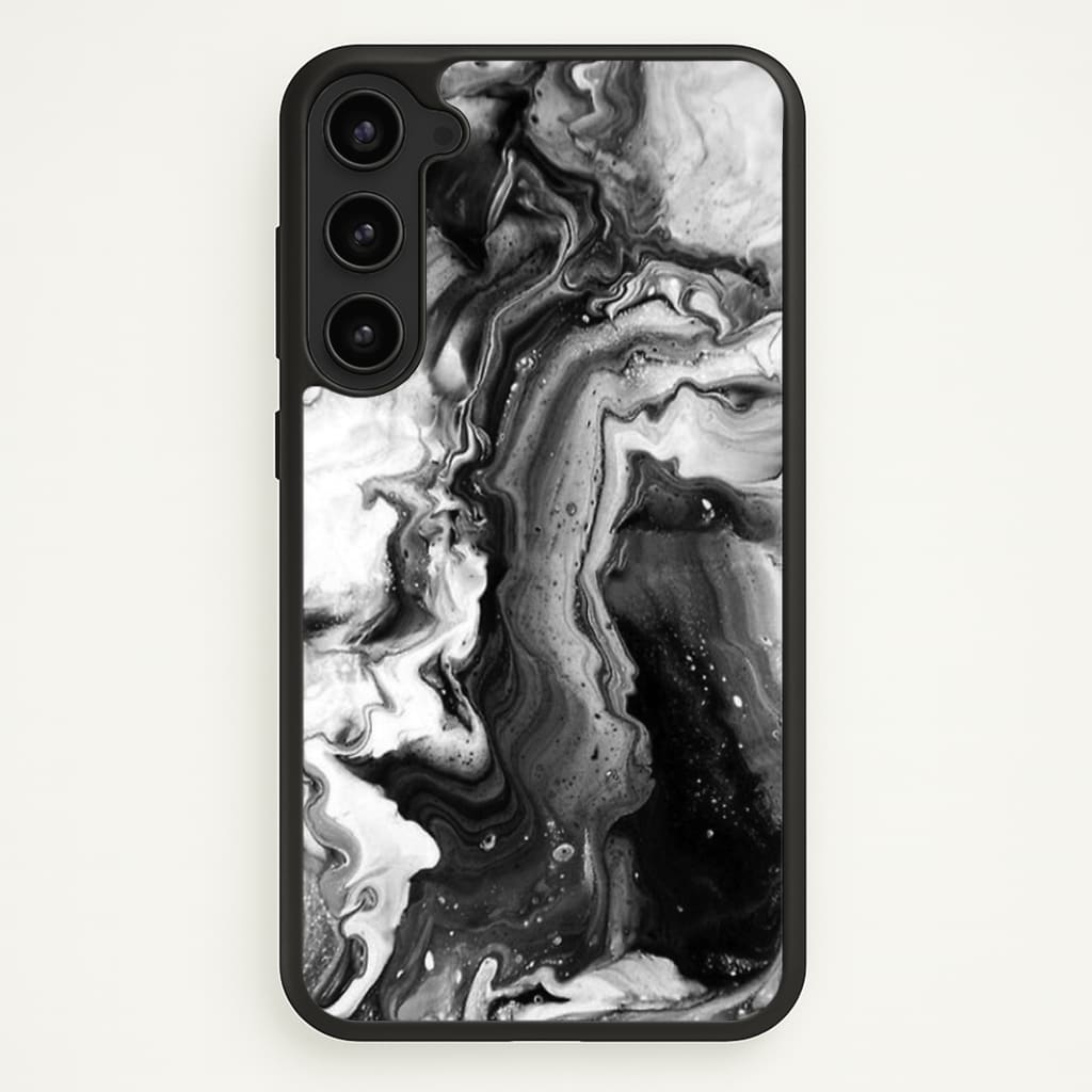 Black and White Leaking Marble - marble Phone Case for Galaxy S23