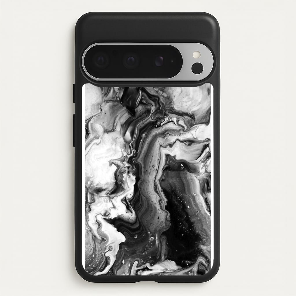 Black and White Leaking Marble - marble Phone Case for Google Pixel 9 Pro XL