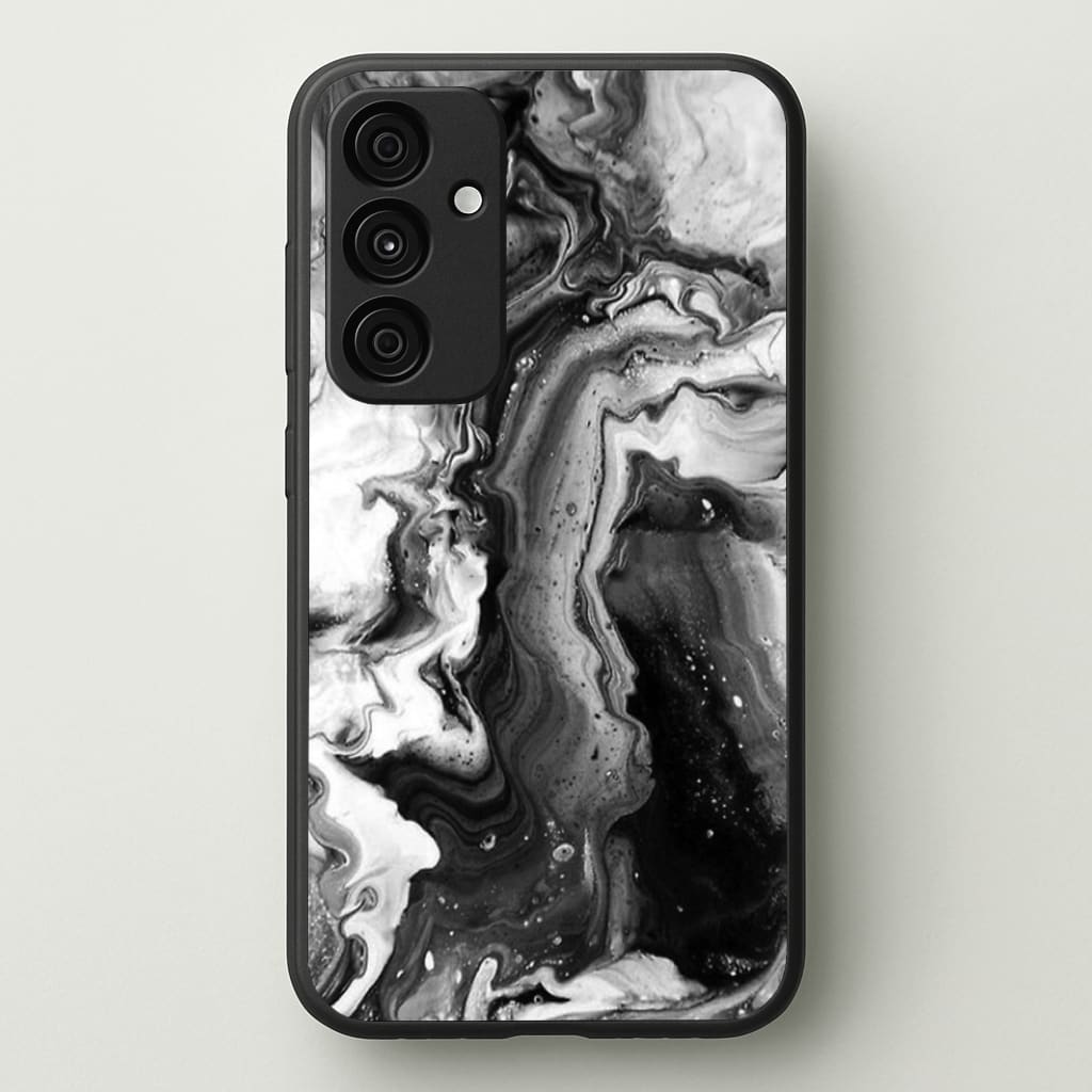 Black and White Leaking Marble - marble Phone Case for Galaxy A55