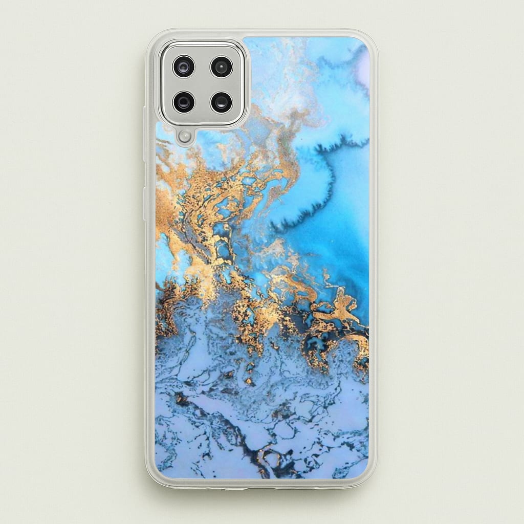 Sea Blue and Gold Marble - Phone Case for Galaxy A12