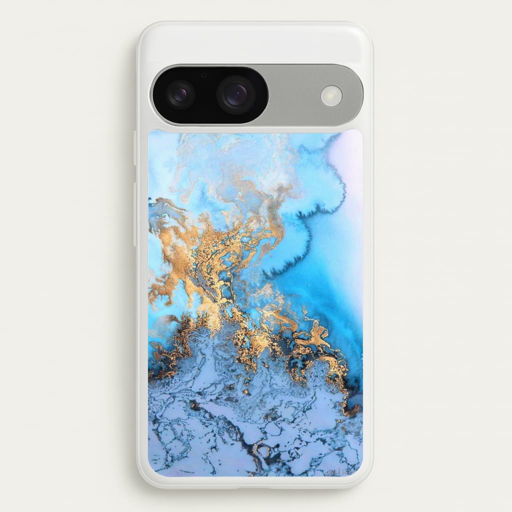 Sea Blue and Gold Marble - Phone Case for Google Pixel 9 / 9 Pro