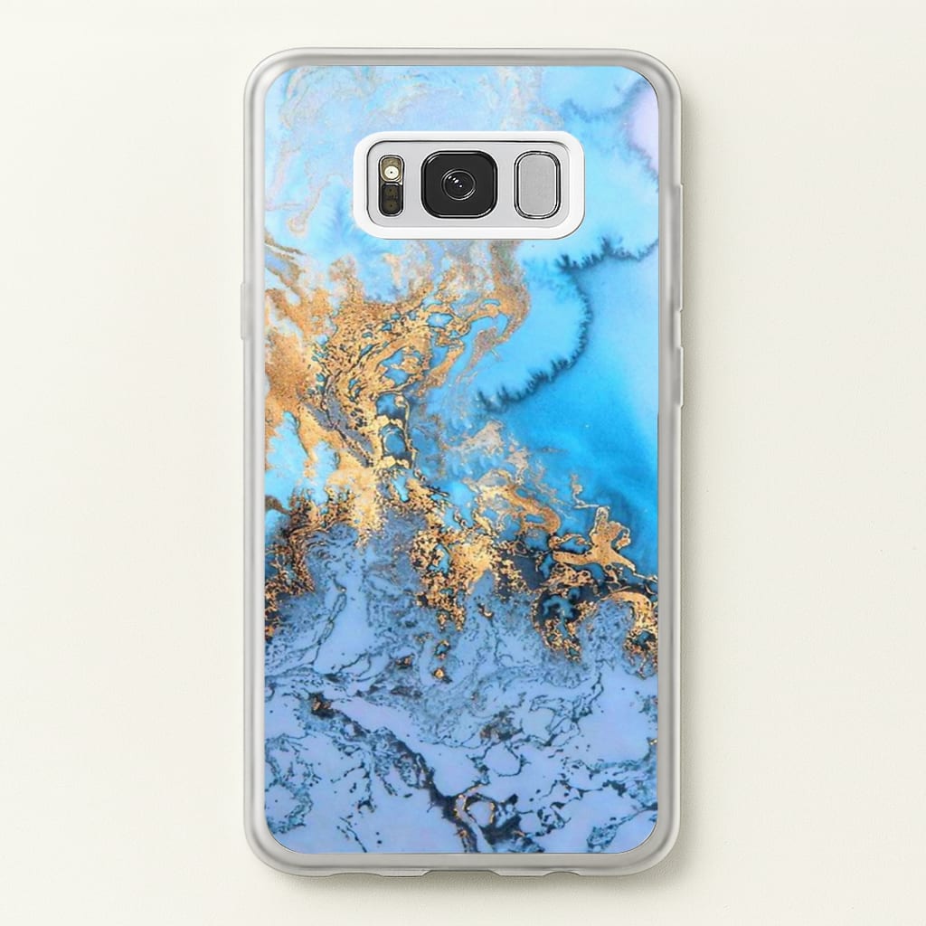Sea Blue and Gold Marble - Phone Case for Galaxy S8 Plus