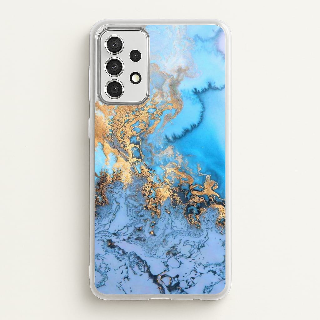 Sea Blue and Gold Marble - Phone Case for Galaxy A52 / A52s