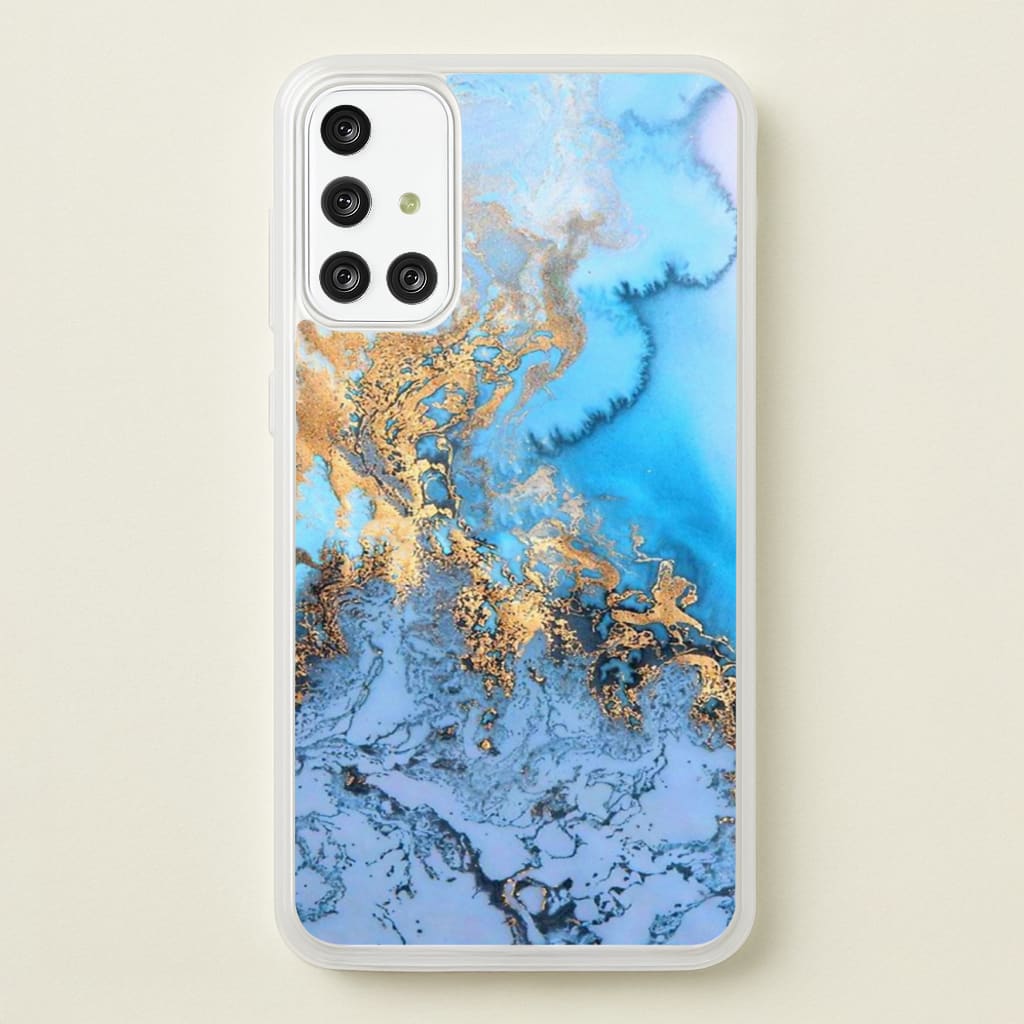 Sea Blue and Gold Marble - Phone Case for Galaxy A71