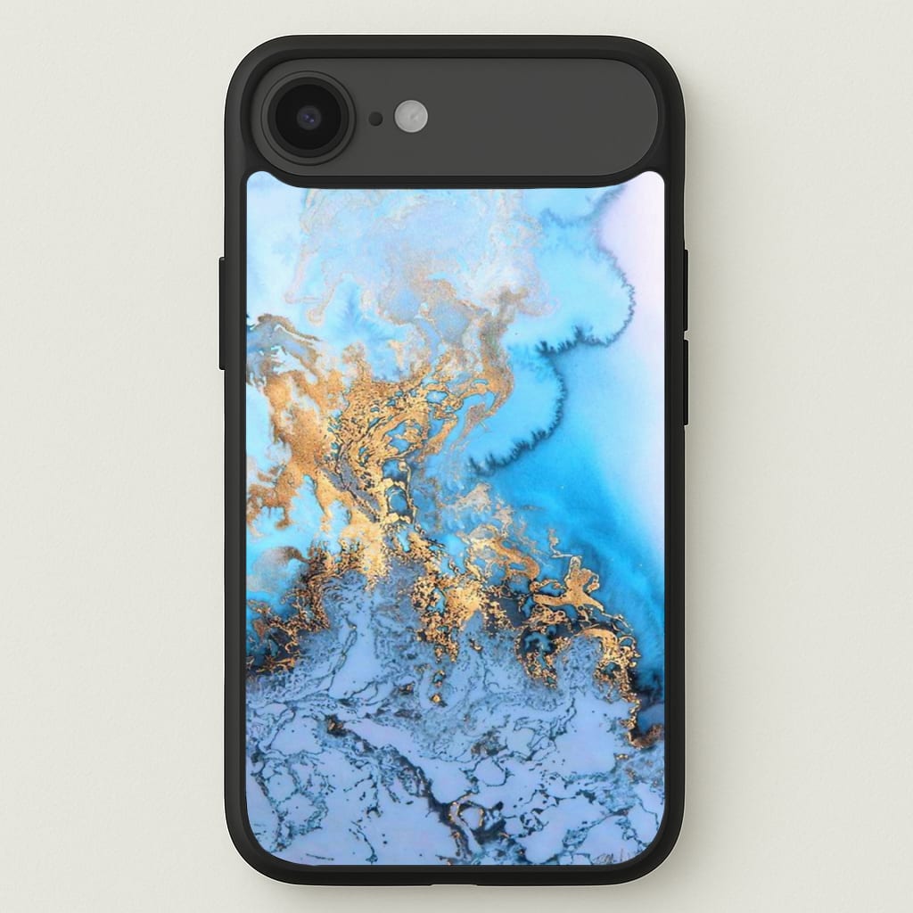 Sea Blue and Gold Marble Phone Case for iPhone 17 Air