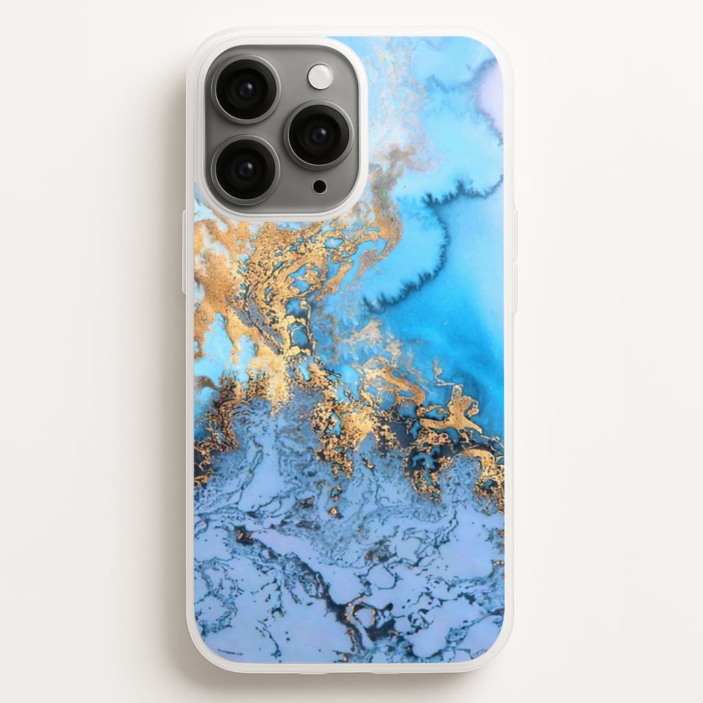 Sea Blue and Gold Marble - Phone Case for iPhone 11 Pro