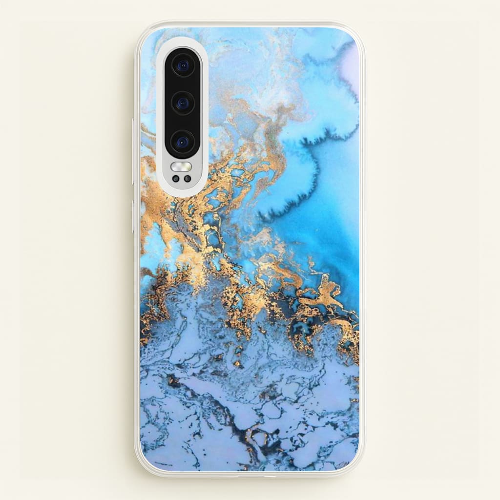Sea Blue and Gold Marble - Phone Case for Huawei P30