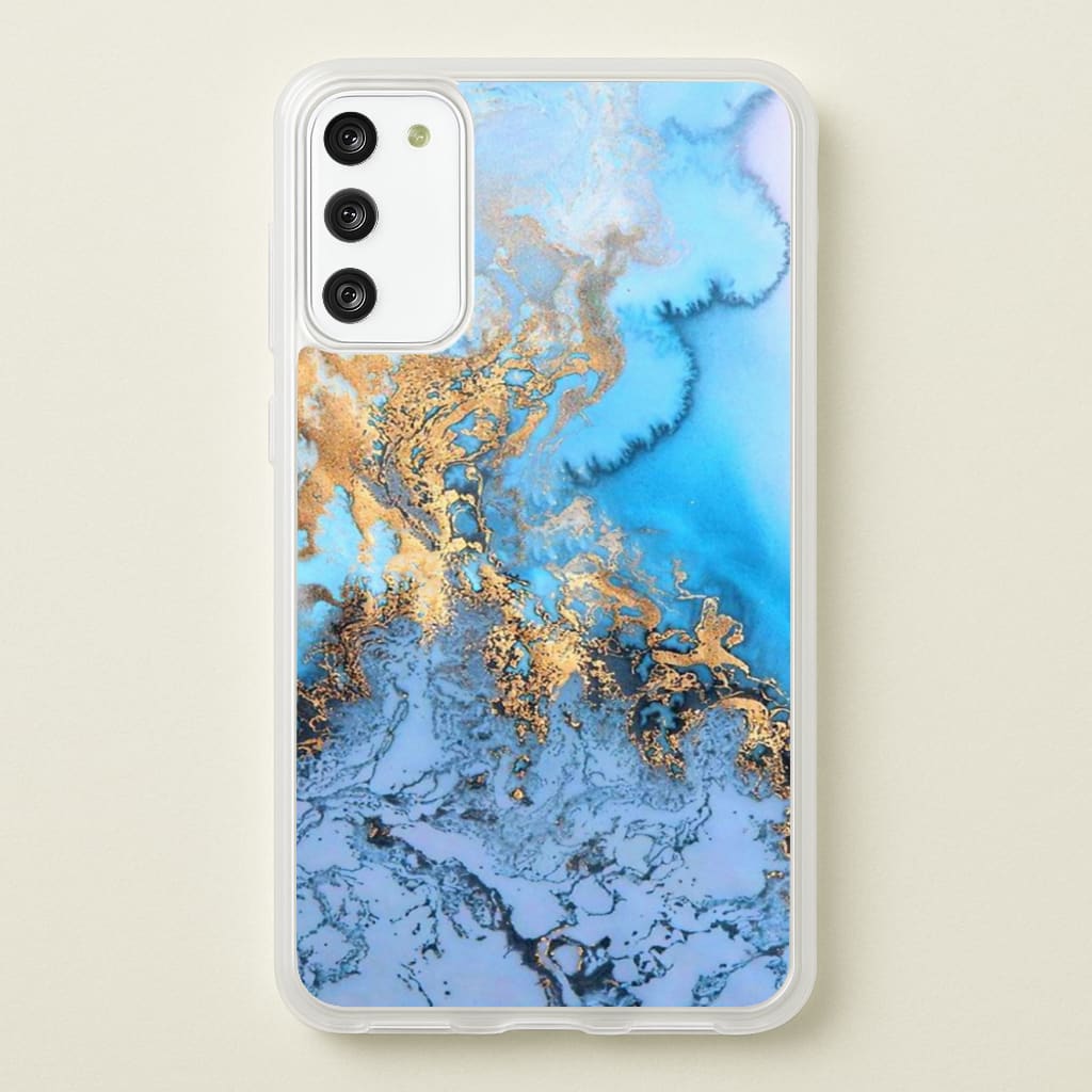 Sea Blue and Gold Marble - Phone Case for Galaxy S20FE