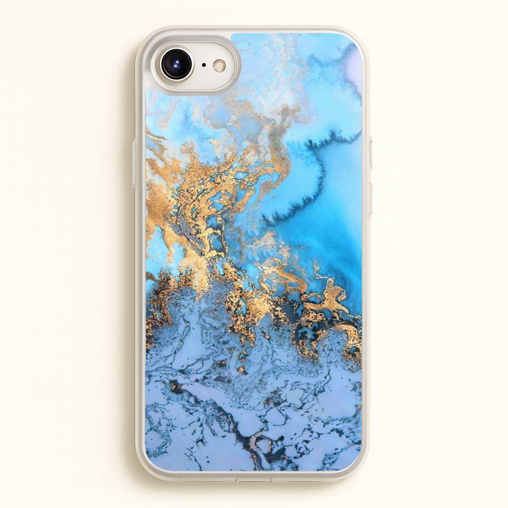 Sea Blue and Gold Marble - Phone Case for iPhone 6 Plus / 7 Plus / 8 Plus
