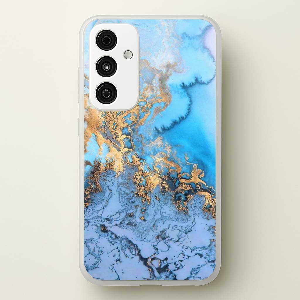 Sea Blue and Gold Marble - Phone Case for Galaxy A55