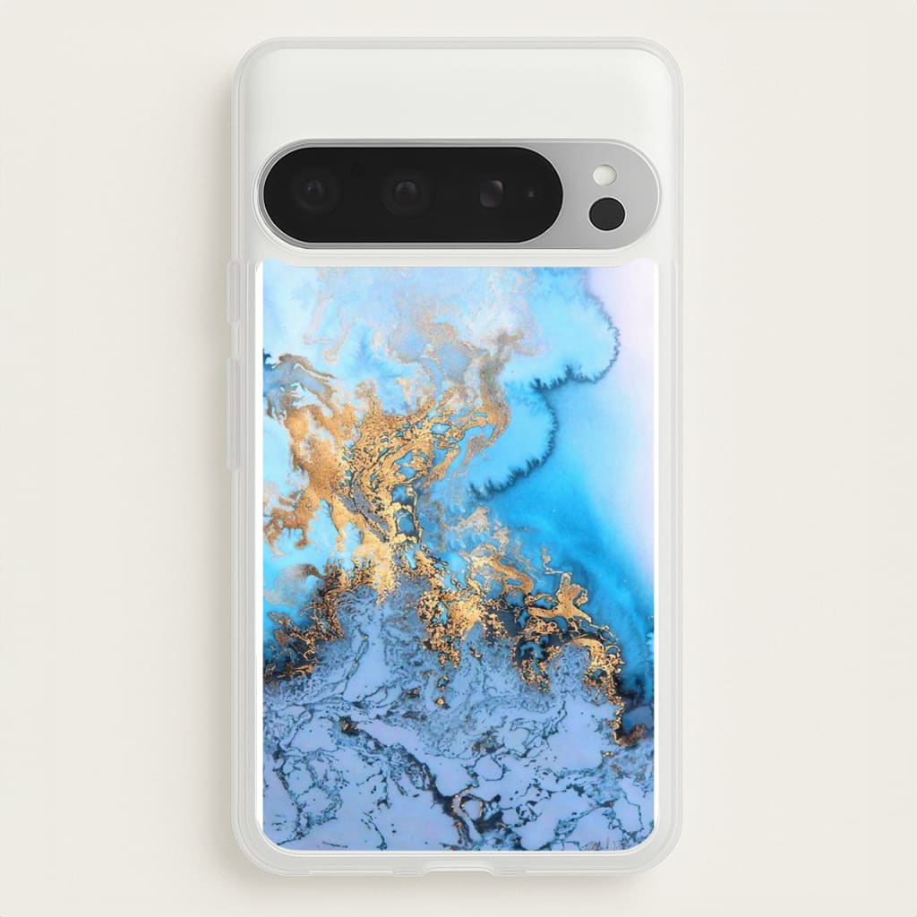 Sea Blue and Gold Marble - Phone Case for Google Pixel 9 Pro XL