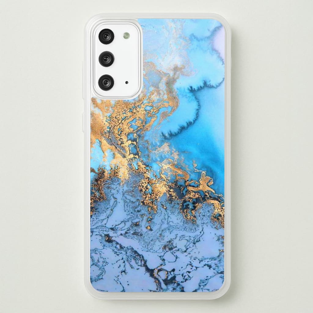 Sea Blue and Gold Marble - Phone Case for Galaxy Note 20