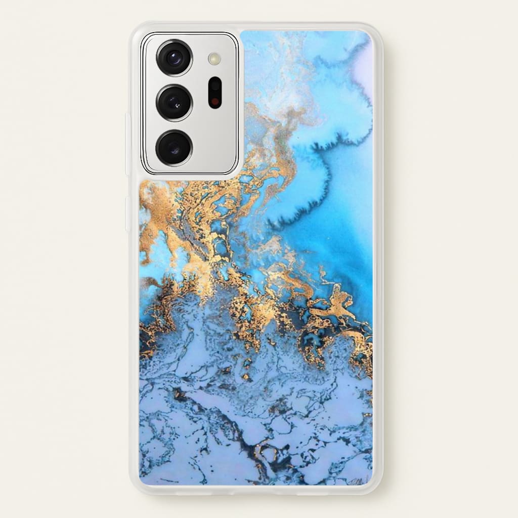 Sea Blue and Gold Marble - Phone Case for Galaxy Note 20 Ultra