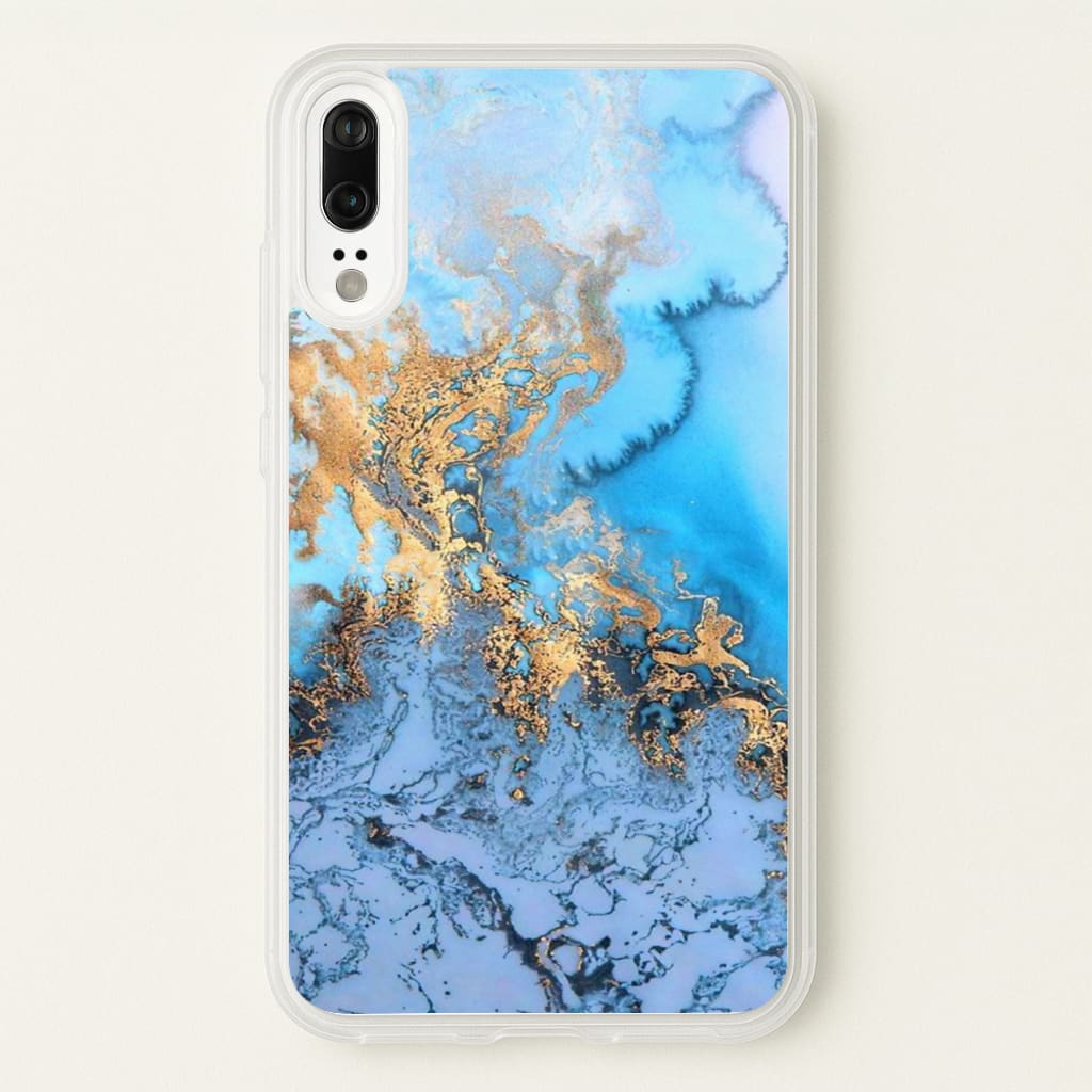Sea Blue and Gold Marble - Phone Case for Huawei P20