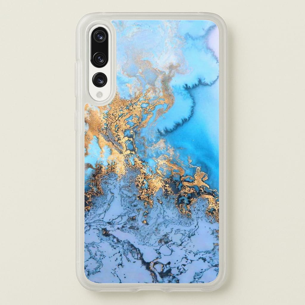 Sea Blue and Gold Marble - Phone Case for Huawei P20 Pro